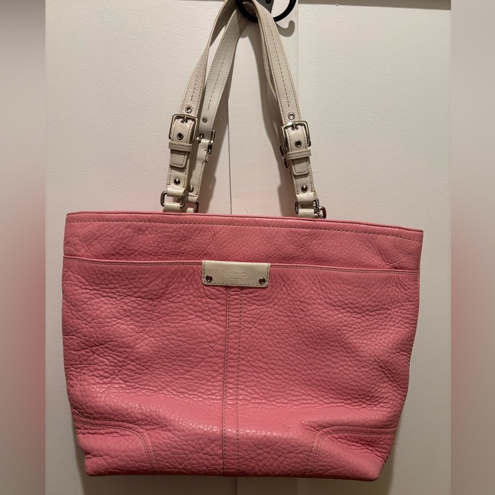 COACH Large Hamilton Pink Pebbled Leather Tote Bag